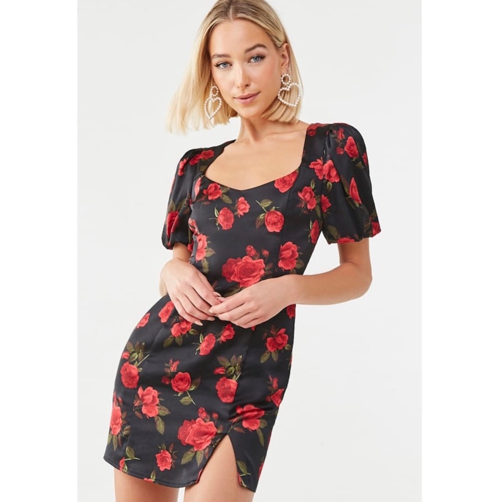 🌸Rose Print Mini Dress